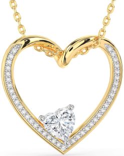Diamond White Yellow Gold Heart Necklace