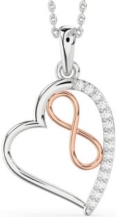 Diamond White Rose Gold Heart Infinity Necklace