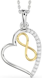 Diamond Silver & 10K gold Heart Infinity Necklace