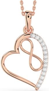 Diamond Rose Gold Silver Heart Infinity Necklace