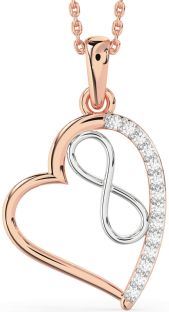 Diamond Rose Gold Silver Heart Infinity Necklace