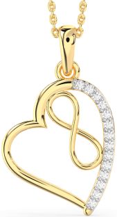 Diamond Gold Silver Heart Infinity Necklace