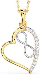 Diamond Gold Silver Heart Infinity Necklace