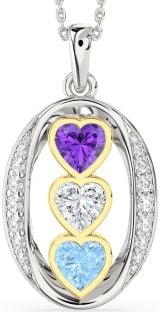 Diamond Platinum & Yellow Gold Heart Mother's Necklace