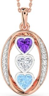 Diamond Platinum & Rose Gold Heart Mother's Necklace