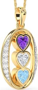 Diamond Gold Heart Mother's Necklace