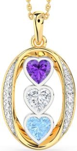 Diamond Platinum & Yellow Gold Heart Mother's Necklace