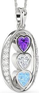 Diamond Platinum Heart Mother's Necklace