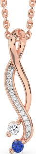Diamond Rose Gold Silver Infinity Necklace