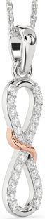 Diamond Silver & 10K Rose Gold Infinity Necklace