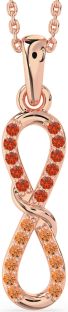 Fire Opal & Citrine Rose Gold Silver Infinity Necklace