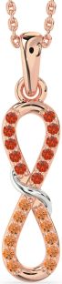 Fire Opal & Citrine Rose Gold Silver Infinity Necklace