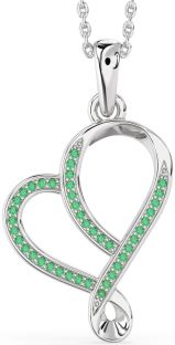 Emerald Silver Heart Necklace
