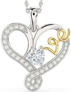 Diamond Silver & 10K gold Heart Necklace