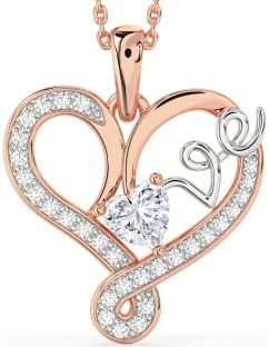 Diamond White Rose Gold Heart Necklace