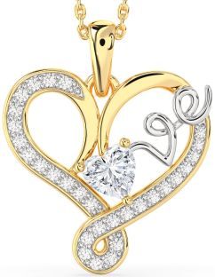 Diamond White Yellow Gold Heart Necklace