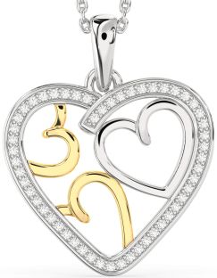 Diamond Silver & 10K gold Heart Necklace