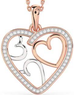 Diamond Platinum & Rose Gold Heart Necklace