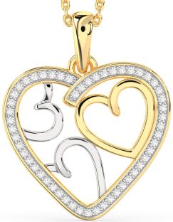 Diamond Platinum & Yellow Gold Heart Necklace