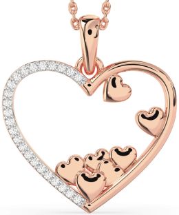 Large Diamond Rose Gold Heart Necklace