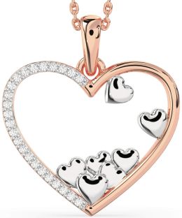 Large Diamond White Rose Gold Heart Necklace