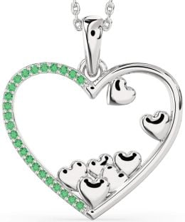 Large Emerald White Gold Heart Necklace