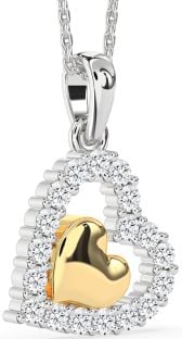 Diamond Platinum & Yellow Gold Heart Necklace