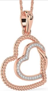Diamond Rose Gold Heart Knot Necklace