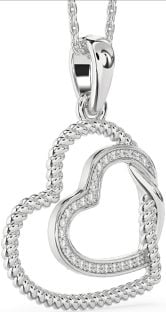 Diamond Platinum Heart Knot Necklace