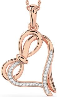 Diamond Rose Gold Heart Infinity Bow Necklace