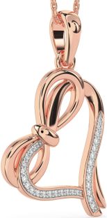 Diamond Rose Gold Heart Infinity Bow Necklace