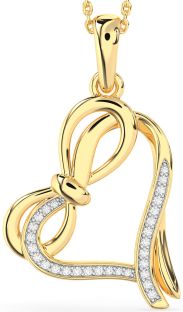 Diamond Gold Heart Infinity Bow Necklace
