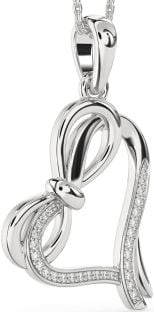 Diamond White Gold Heart Infinity Bow Necklace