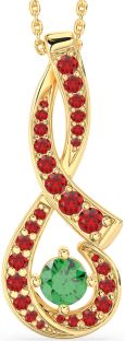 Large Emerald & Ruby Gold Silver Infinity Necklace