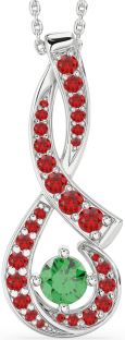 Large Emerald & Ruby Platinum Infinity Necklace