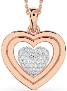 Large Diamond Rose Gold Heart Necklace