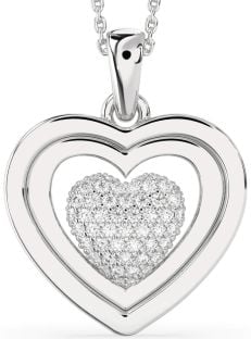Large Diamond White Gold Heart Necklace