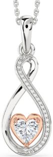 Diamond White Rose Gold Infinity Heart Necklace