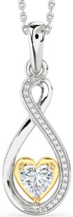 Diamond Silver & 10K gold Infinity Heart Necklace