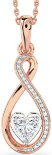 Diamond White Rose Gold Infinity Heart Necklace