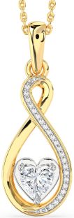 Diamond White Yellow Gold Infinity Heart Necklace
