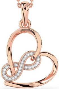 Diamond Rose Gold Heart Infinity Necklace