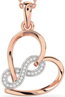 Diamond White Rose Gold Heart Infinity Necklace