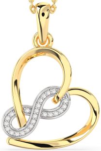 Diamond Gold Silver Heart Infinity Necklace