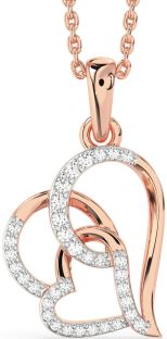 Diamond Rose Gold Silver Heart Necklace