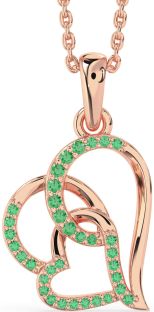Emerald Rose Gold Silver Heart Necklace