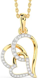Diamond Gold Silver Heart Necklace