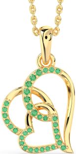 Emerald Gold Silver Heart Necklace