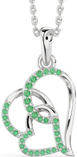 Emerald Silver Heart Necklace