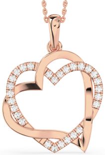Large Diamond Rose Gold Heart Necklace
